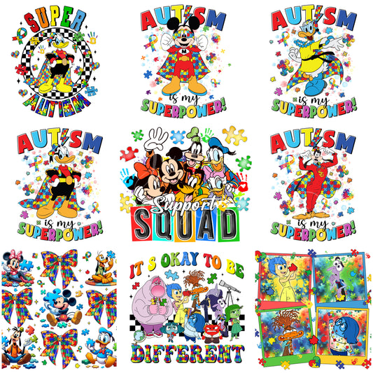 CARTOON MOUSE & FRIENDS AUTISM AWARENESS T-SHIRT | Kids Shirts | Adult T-Shirt | Princess | 18 Designs