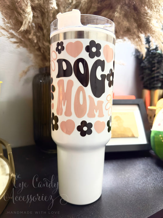 Dog Mom🐶 🐾 - 40oz Quencher Tumbler Cup with Handle & Straw