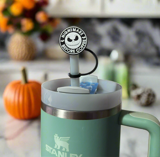 Nightmare Before Coffee Straw Topper Cover for Stanley & Standard Straws