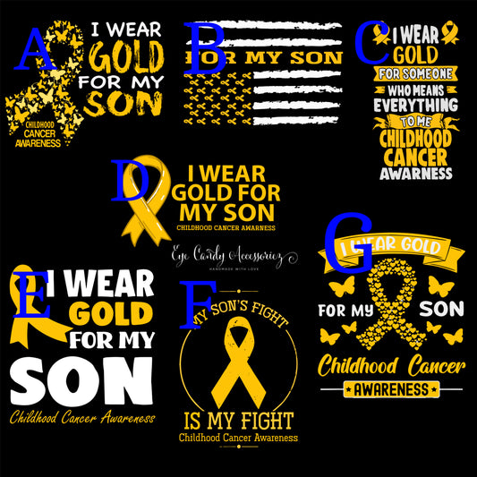 I Wear Gold For My Son | Childhood Cancer Awareness 16oz Glass Can | Frosted | Clear