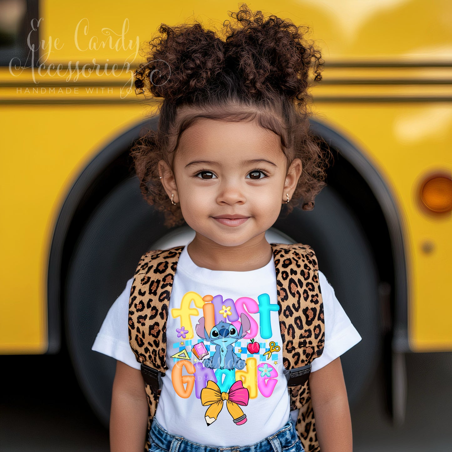 Cute Blue Alien Bow Back to School T-Shirt | Toddler and Kids | Pre K - 4