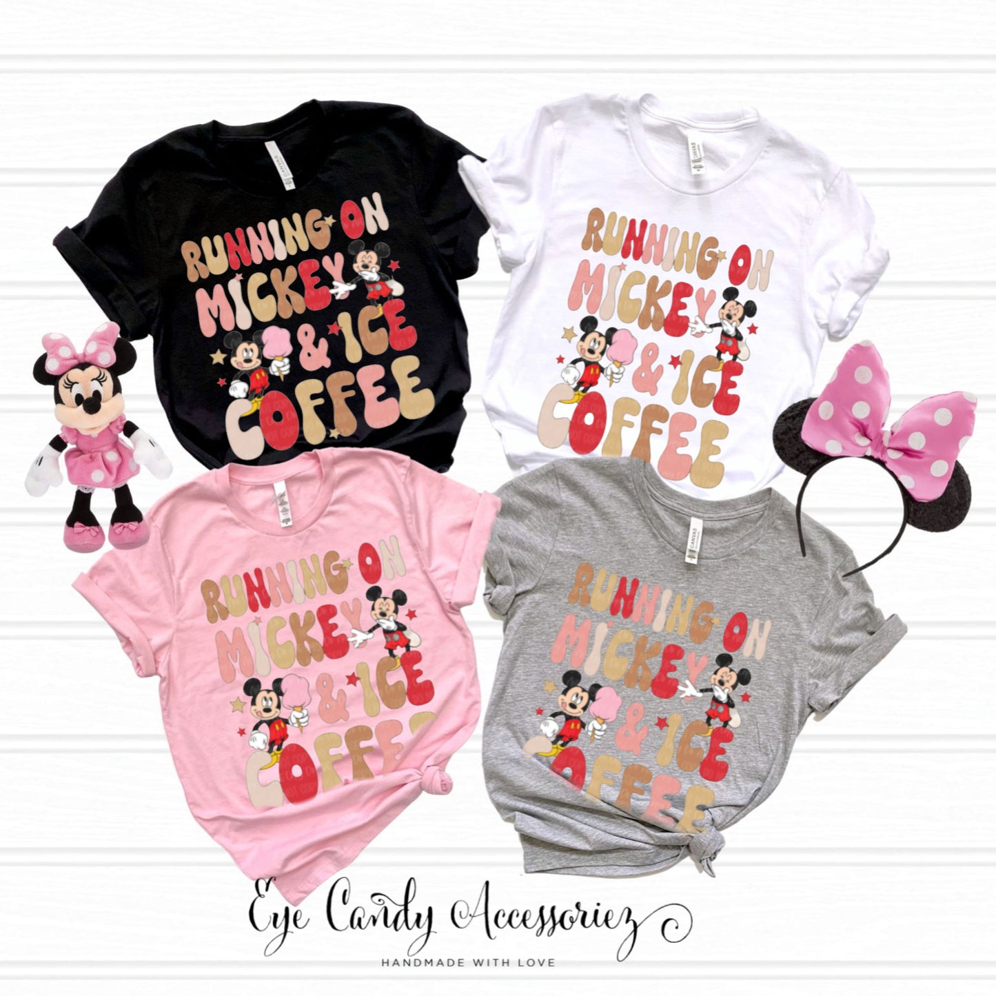 Running on M & Ice Coffee Adult T-Shirt | Theme Park | Magical Mouse