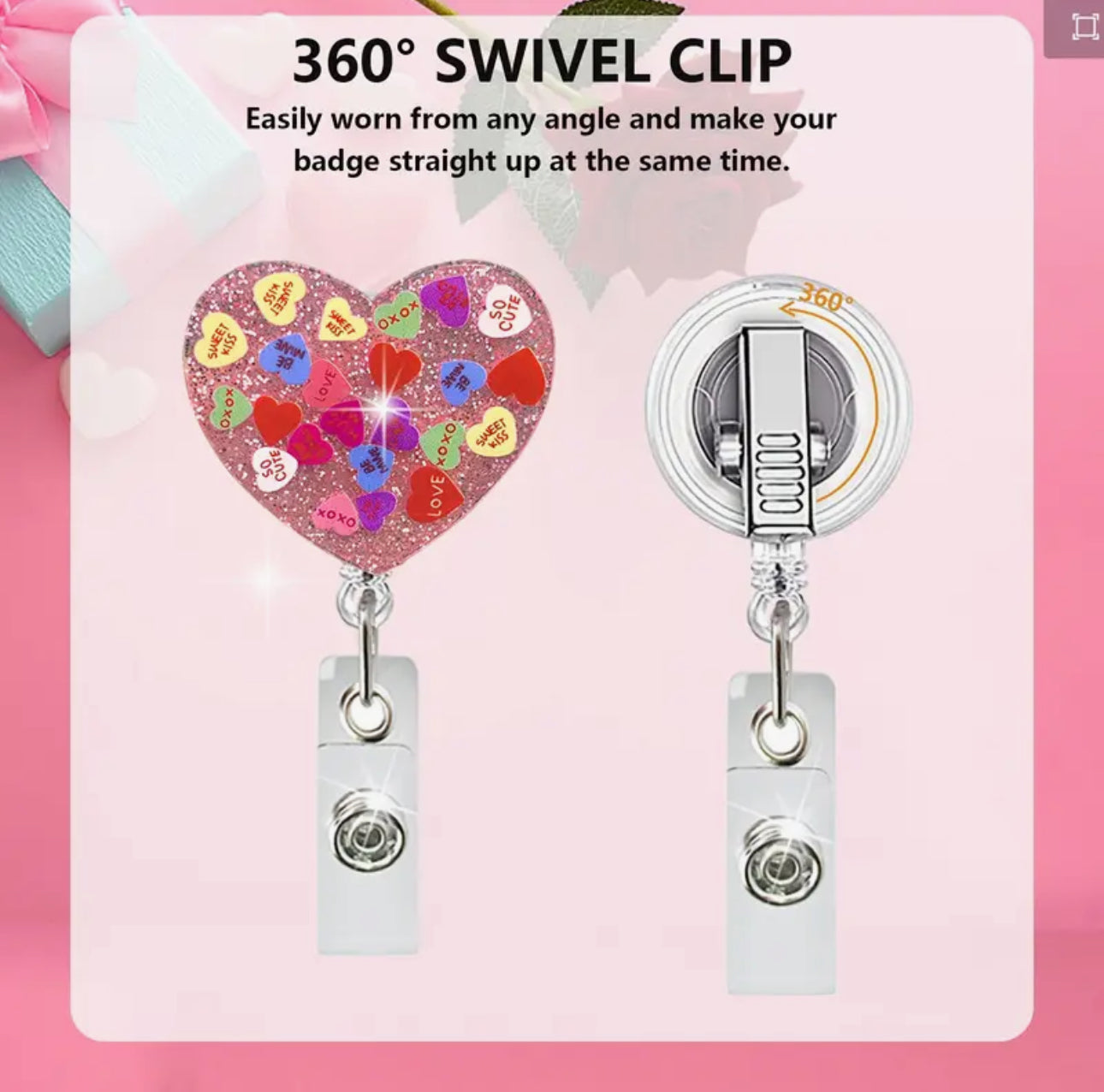 Valentine's Retractable ID Badge Reels with Charms