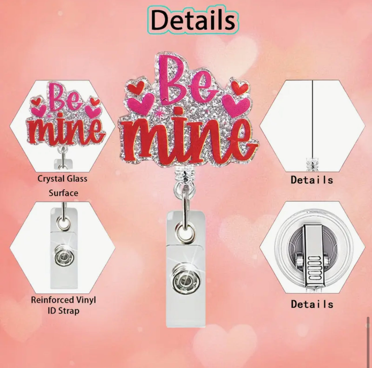 Valentine's Retractable ID Badge Reels with Charms