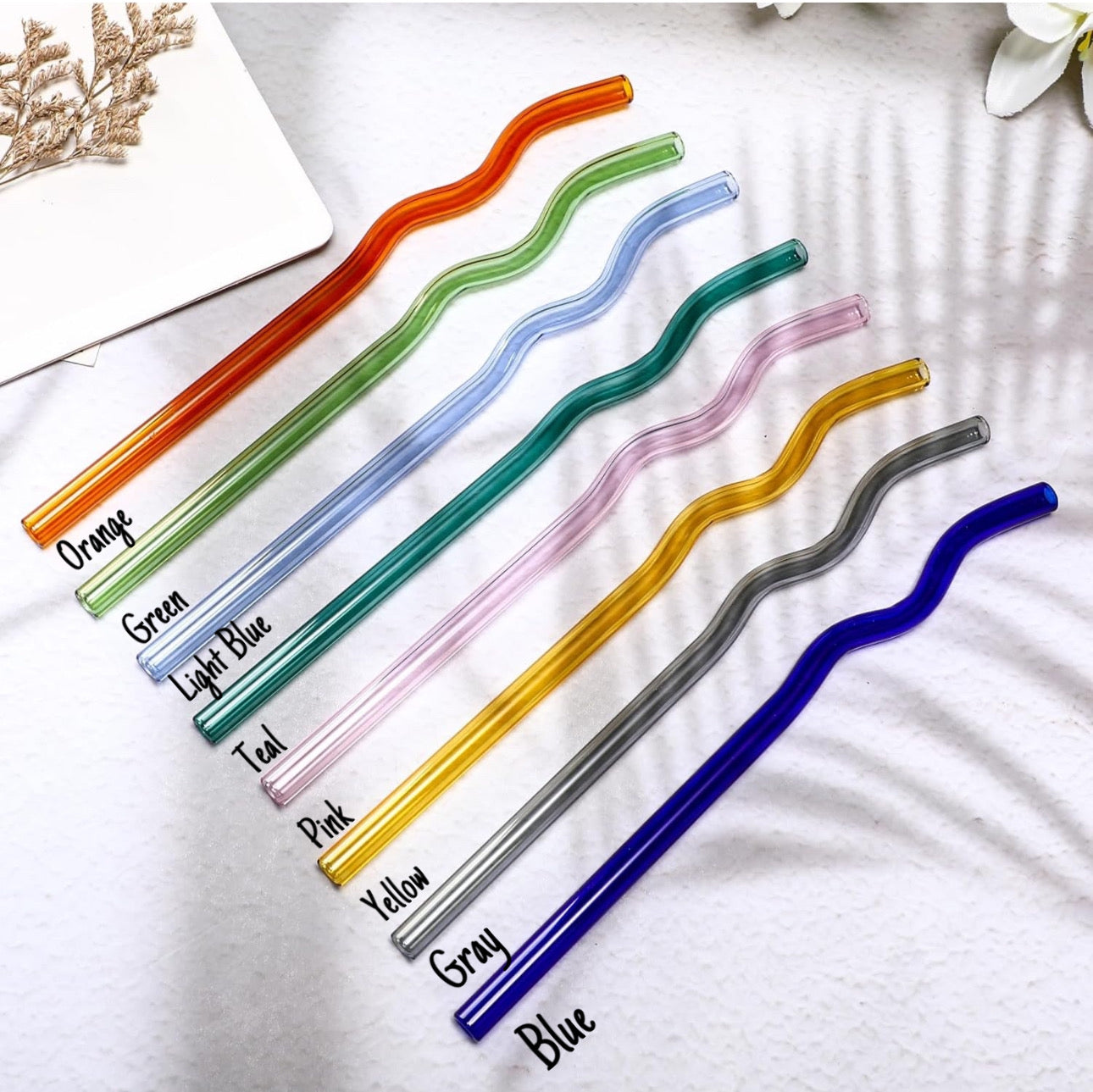 Reusable Wavy Glass Straws