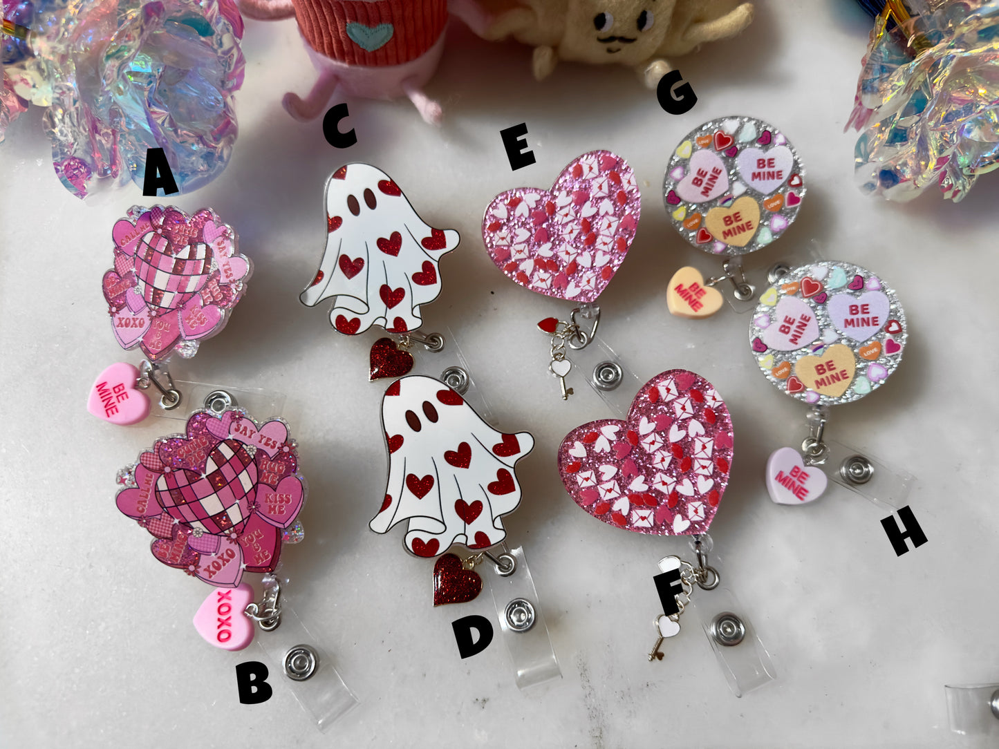 Valentine's Retractable ID Badge Reels with Charms
