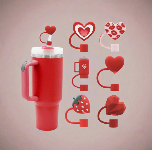 Valentines Silicone Straw Topper Covers for Stanley Straws