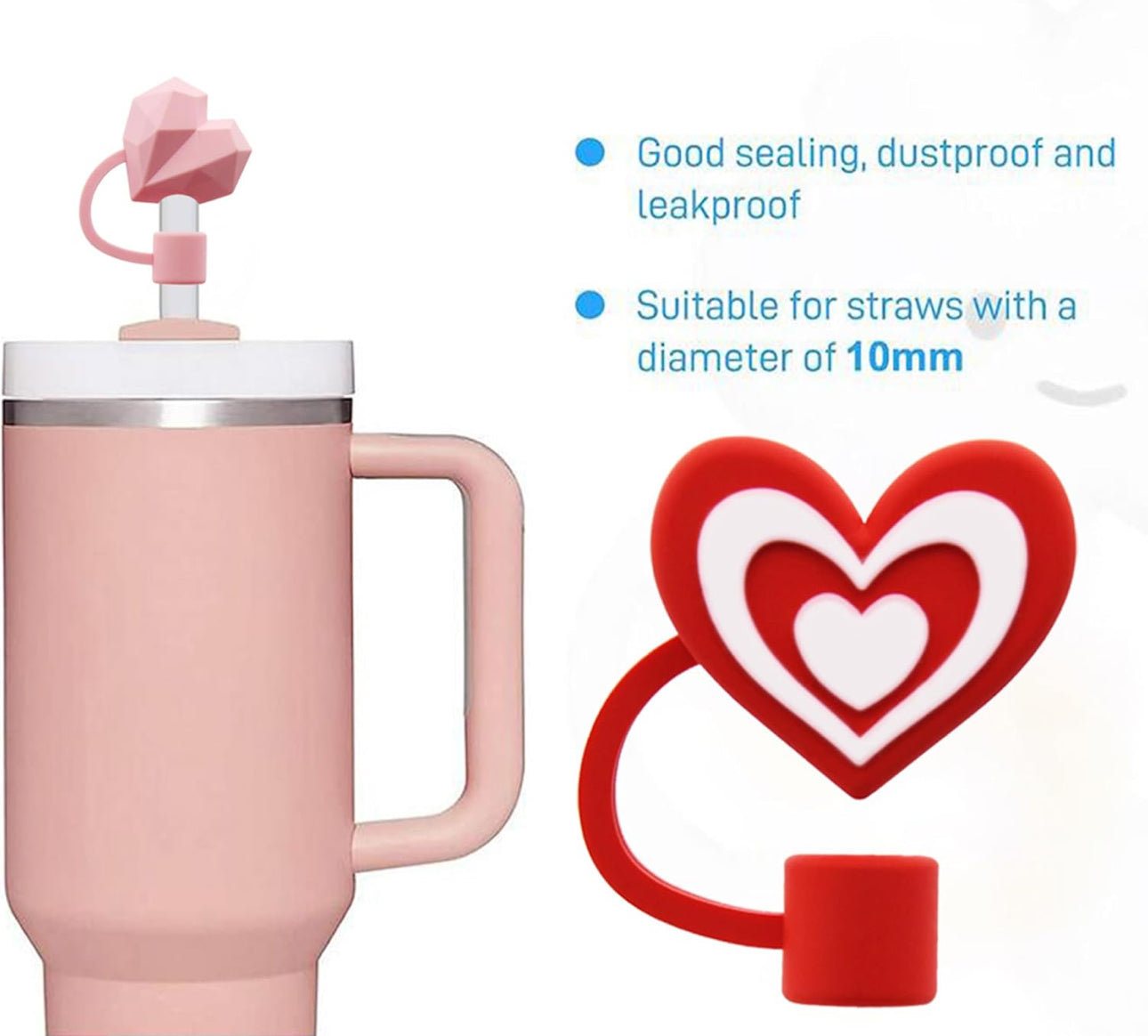 Valentines Silicone Straw Topper Covers for Stanley Straws