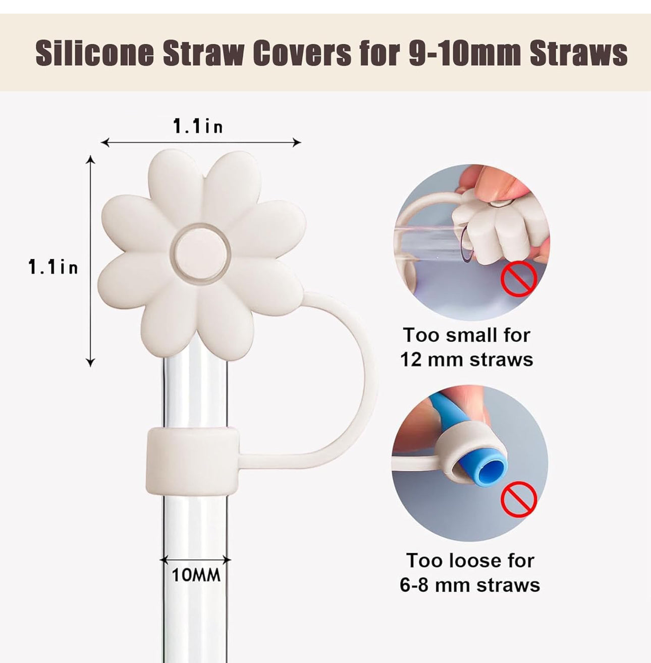 Flower Silicone Straw Topper Covers for Stanley Straws