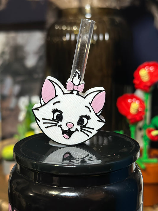 Cute Cat 3D Printed Straw Topper (for Standard & Stanley Straws)