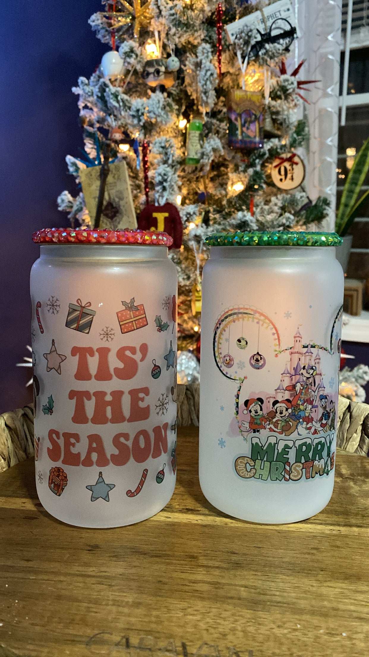 Magical Xmas Glass Cans/Mugs/Tumblers - 10 Designs available