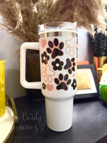 Dog Mom🐶 🐾 - 40oz Quencher Tumbler Cup with Handle & Straw