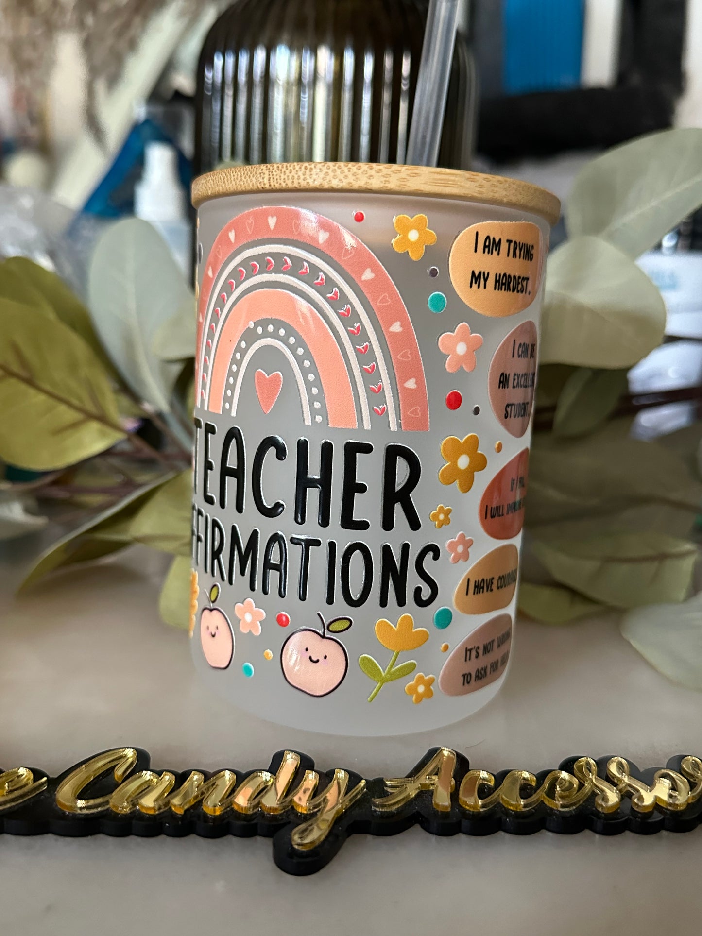 Taza para profesores con pajita y tapa