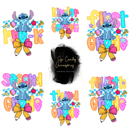 Cute Blue Alien Bow Back to School T-Shirt | Toddler and Kids | Pre K - 4