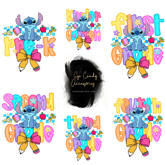 Cute Blue Alien Bow Back to School T-Shirt | Toddler and Kids | Pre K - 4