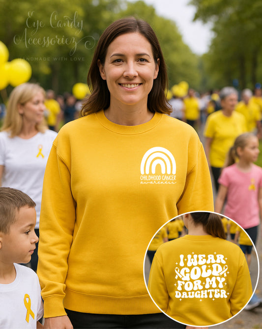 I Wear Gold for My Daughter | Front & Back Design | Unisex Adult T-Shirt | Hoodie | Sweater