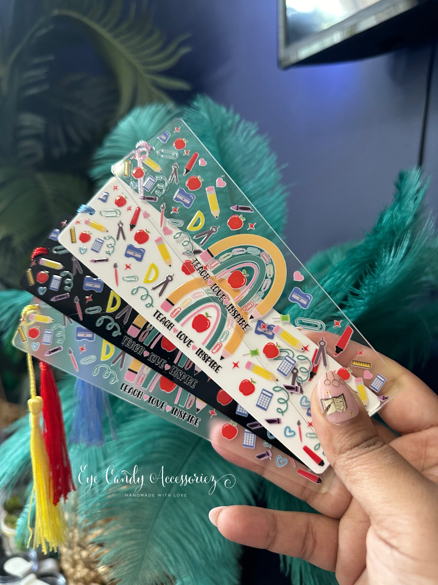 Teach Love Inspire Acrylic Bookmarks with Tassel