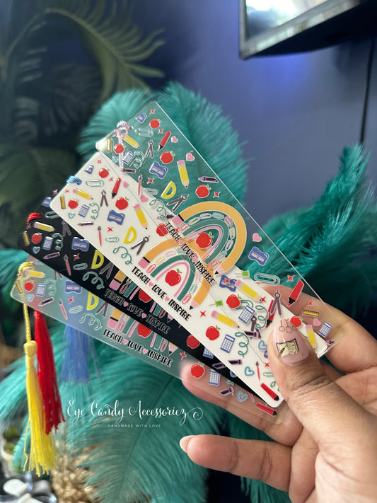 Teach Love Inspire Acrylic Bookmarks with Tassel
