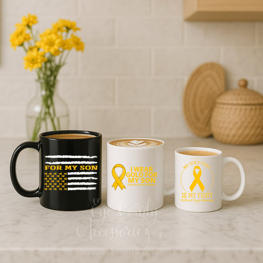I Wear Gold For My Son | Childhood Cancer Awareness Ceramic Mug