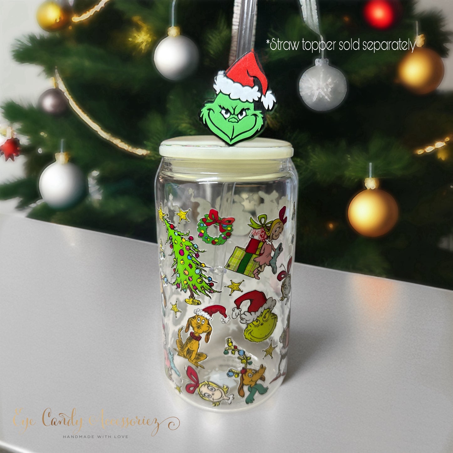 Green Christmas World - 16 oz Glass Can