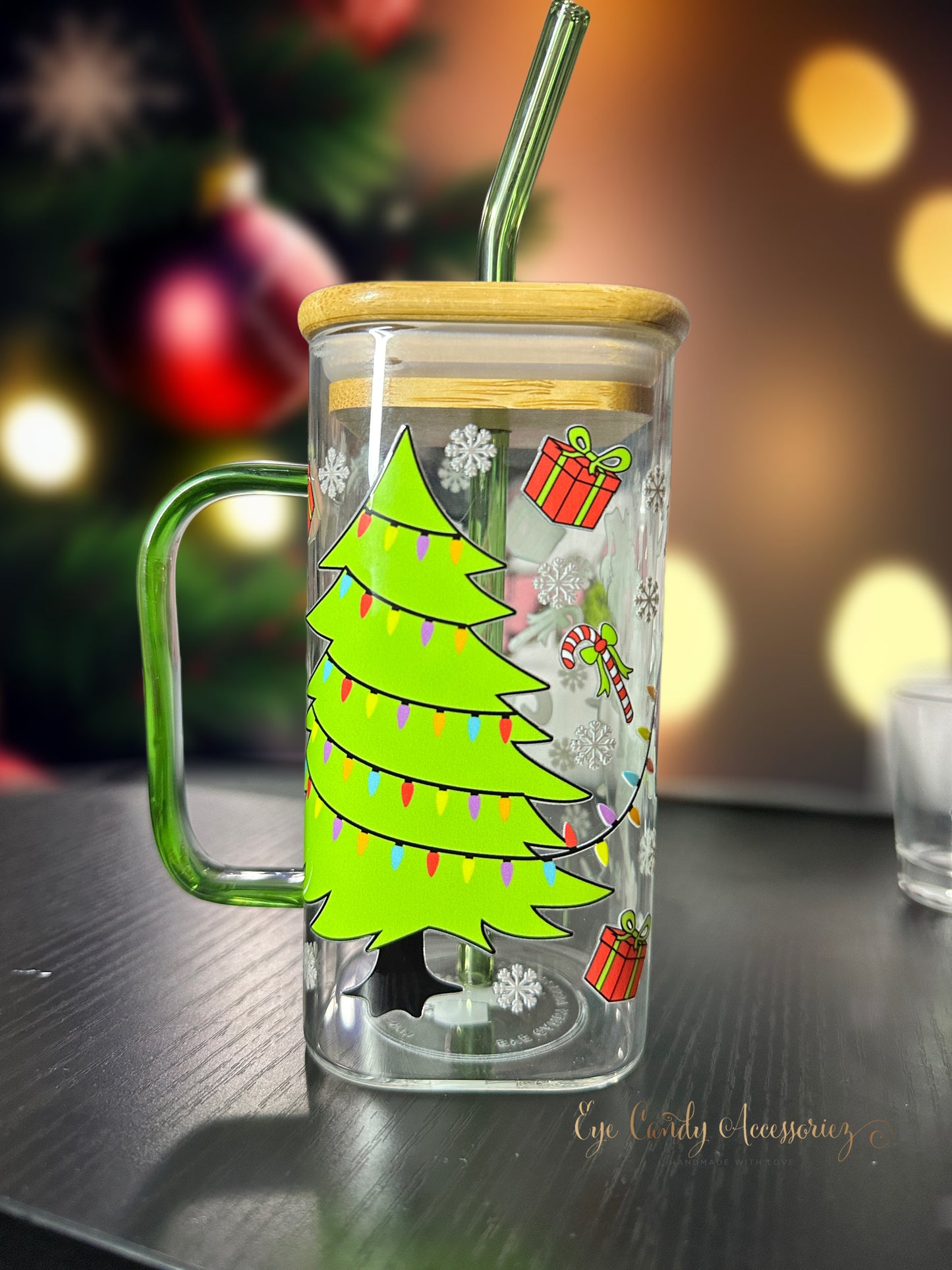 I'll Steal Christmas - 17oz  Square Glass Can w/Handle and Straw