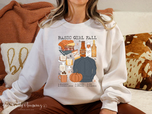 Basic Girl Fall- Adult White Sweater/T-Shirt-