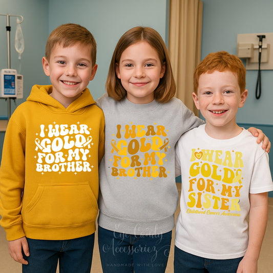 I Wear Gold for My Brother | Sister | KIDS T-Shirt | Hoodie | Sweater