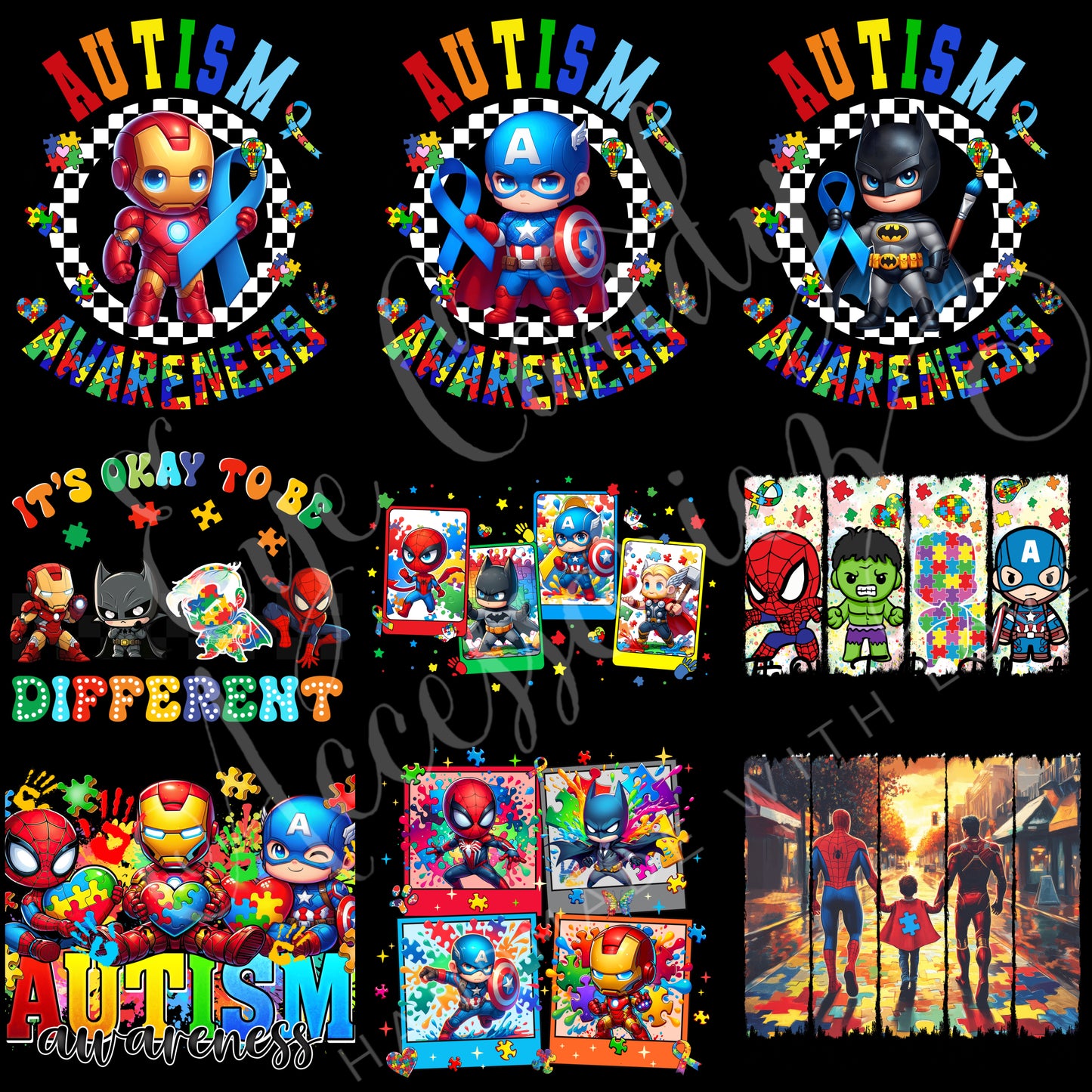 SUPERHERO AUTISM AWARENESS T-SHIRT  | Kids Shirts | Adult T-Shirt | 24 Designs