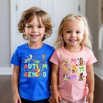 CARTOON MOUSE & FRIENDS AUTISM AWARENESS T-SHIRT  | Kids Shirts | Adult T-Shirt | Princess | 18 Designs