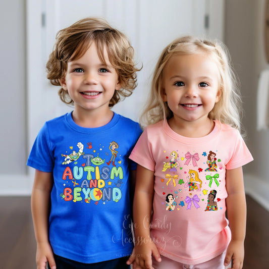 CARTOON MOUSE & FRIENDS AUTISM AWARENESS T-SHIRT  | Kids Shirts | Adult T-Shirt | Princess | 18 Designs