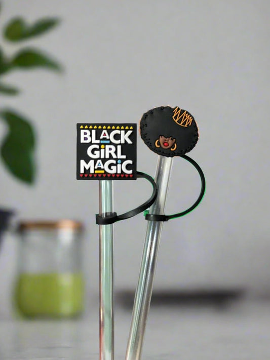 Black Girl Magic Straw Topper Covers for Standard & Stanley Straws