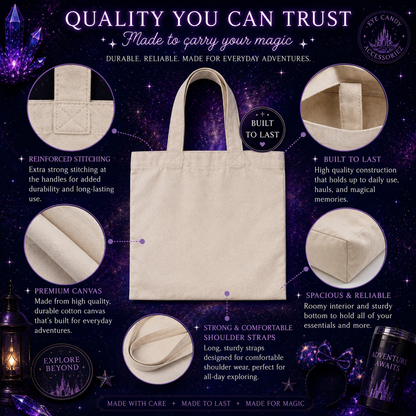 Cartoon Galaxy Reusable Tote Bag | Magical Canvas Tote | Park Day Essentials | Vacation and Travel Accessories | Shopping