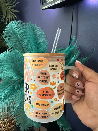Taza para profesores con pajita y tapa
