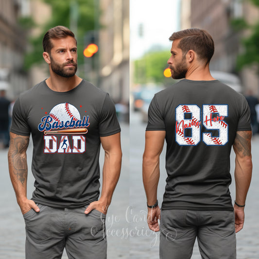 Baseball Dad Adult T-Shirt | Crewneck Sweater | Hoodie|  Father's Day | Sports | Custom Made| Gifts | Men's Shirts
