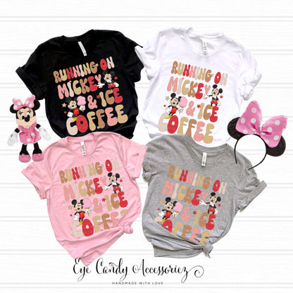Running on M & Ice Coffee Adult T-Shirt | Theme Park | Magical Mouse