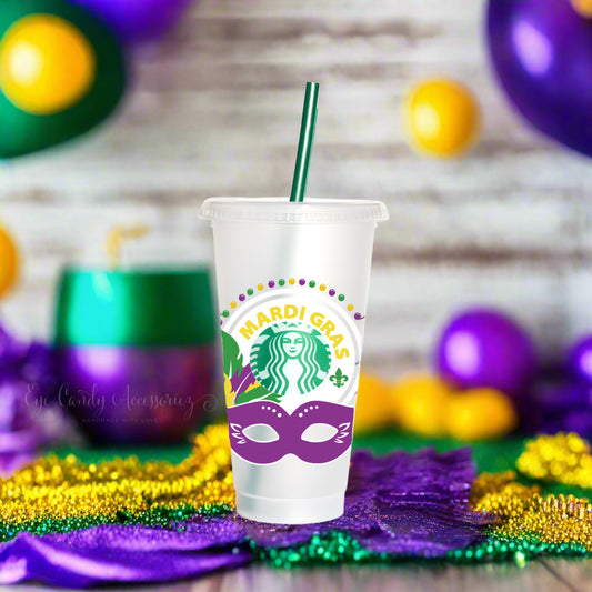 Mardi Gras Reusable 24oz Cold Cup