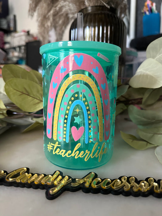 Taza para profesores con pajita y tapa