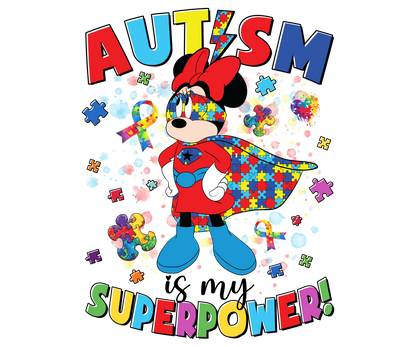 CARTOON MOUSE & FRIENDS AUTISM AWARENESS T-SHIRT  | Kids Shirts | Adult T-Shirt | Princess | 18 Designs