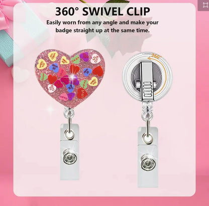 Valentine's Retractable ID Badge Reels with Charms