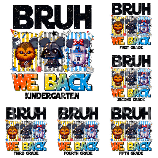 Bruh We Back- Toddler & Kids Unisex T-Shirt | Back to School K-5