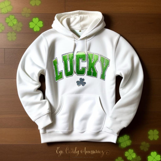 Lucky- Rhinestone and Glitter - Adult and Kids- Crewneck|Hoodie