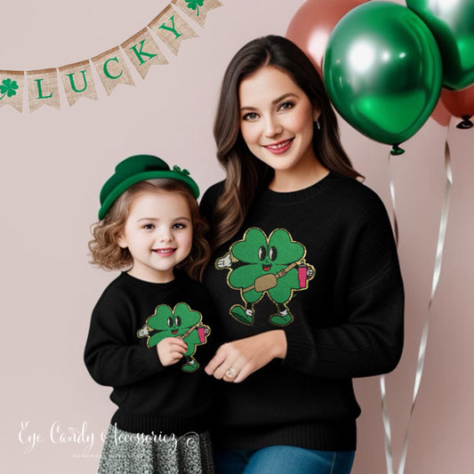 Clover- Chenille Patch- Adult & Kids- Crewneck Sweater