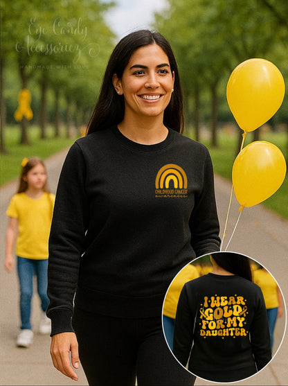 I Wear Gold for My Daughter | Front & Back Design | Unisex Adult T-Shirt | Hoodie | Sweater