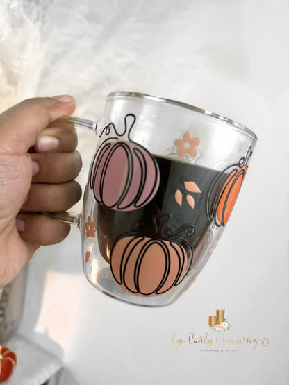 Pastel Pumpkins 12oz Double Walled Glass Mug