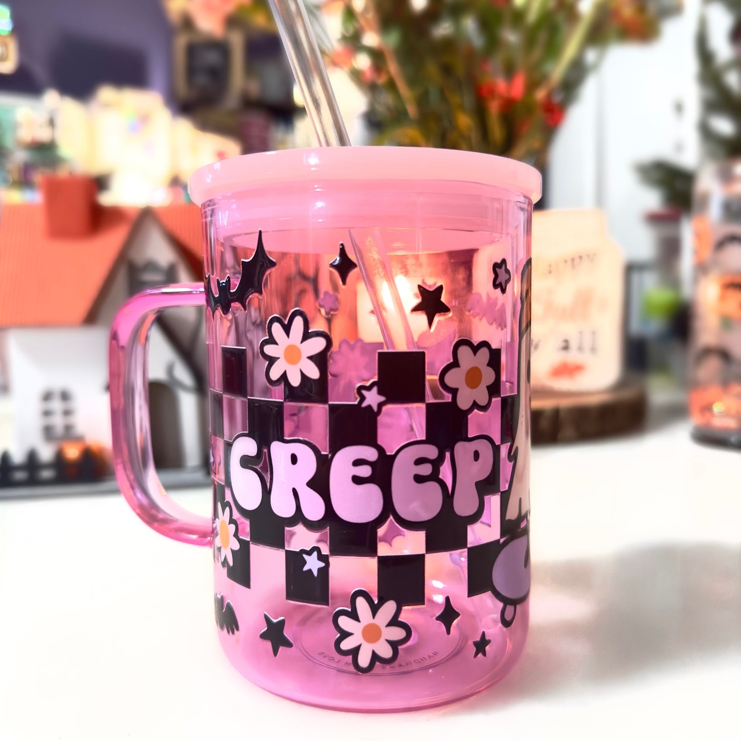 Creep it Real 17oz Pink Glass Mug