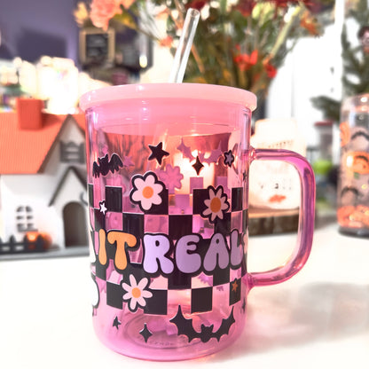 Creep it Real 17oz Pink Glass Mug