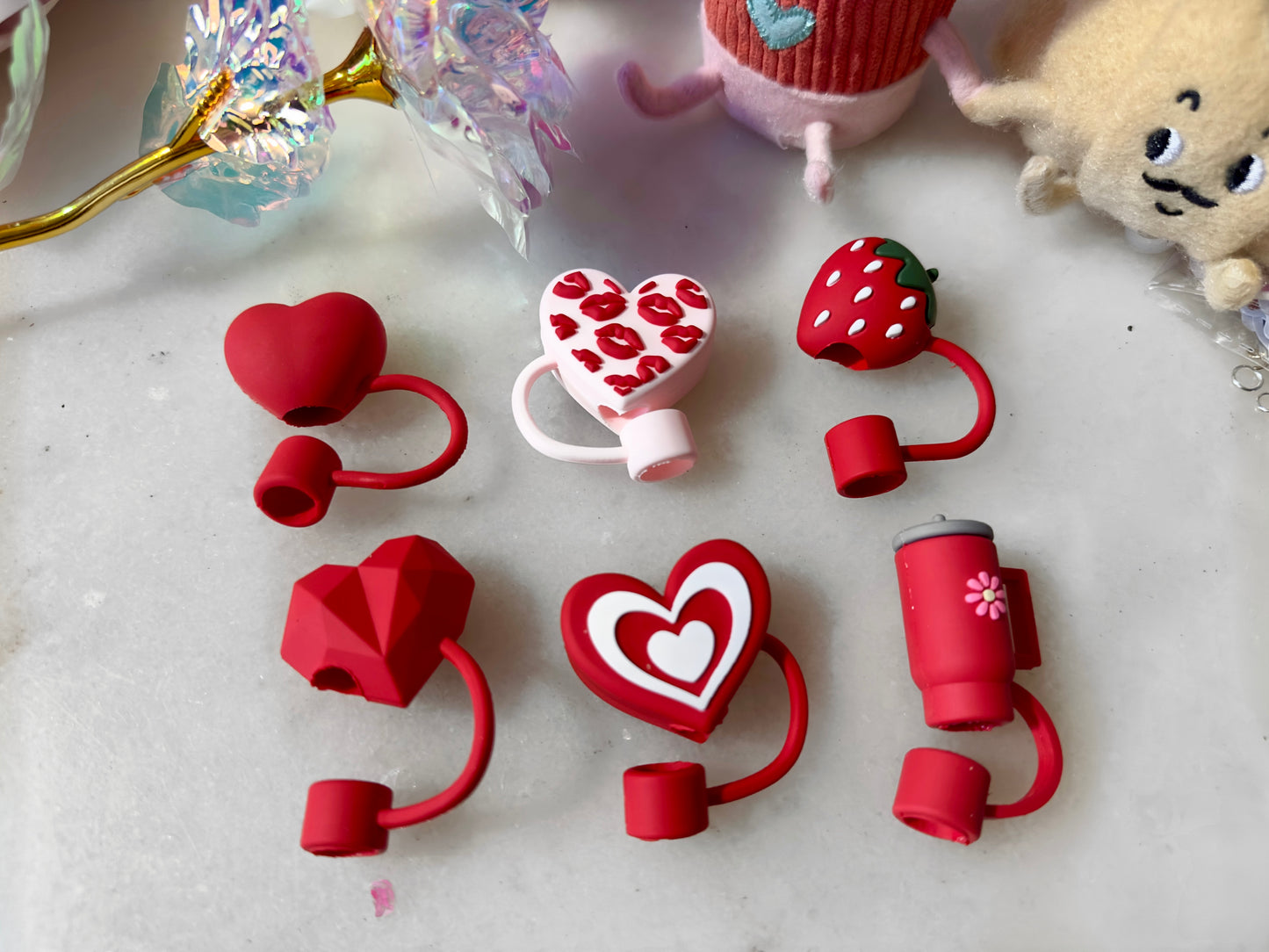 Valentines Silicone Straw Topper Covers for Stanley Straws