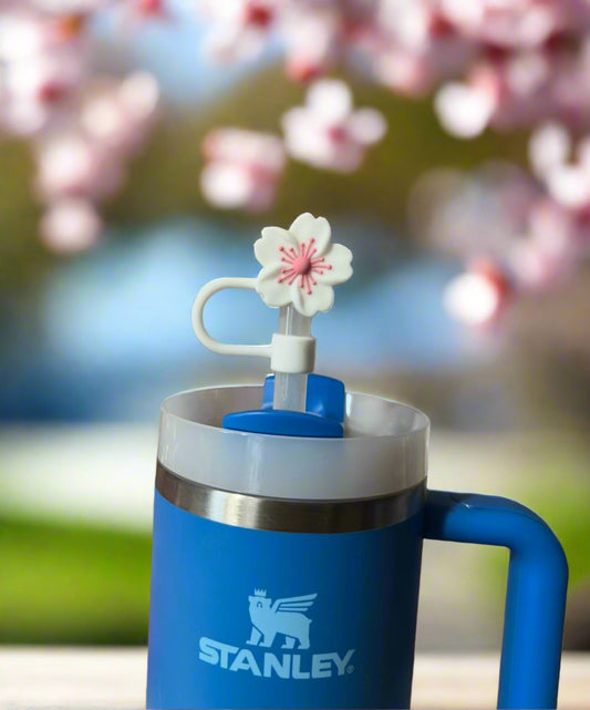 Cherry Blossom Silicone Straw Topper Covers for Stanley Straws
