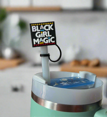 Black Girl Magic Straw Topper Covers for Standard & Stanley Straws
