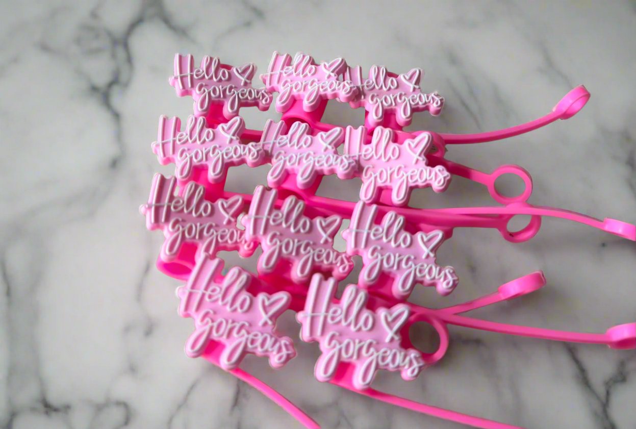 Hello Gorgeous Straw Topper Covers for Standard  & Stanley Straws